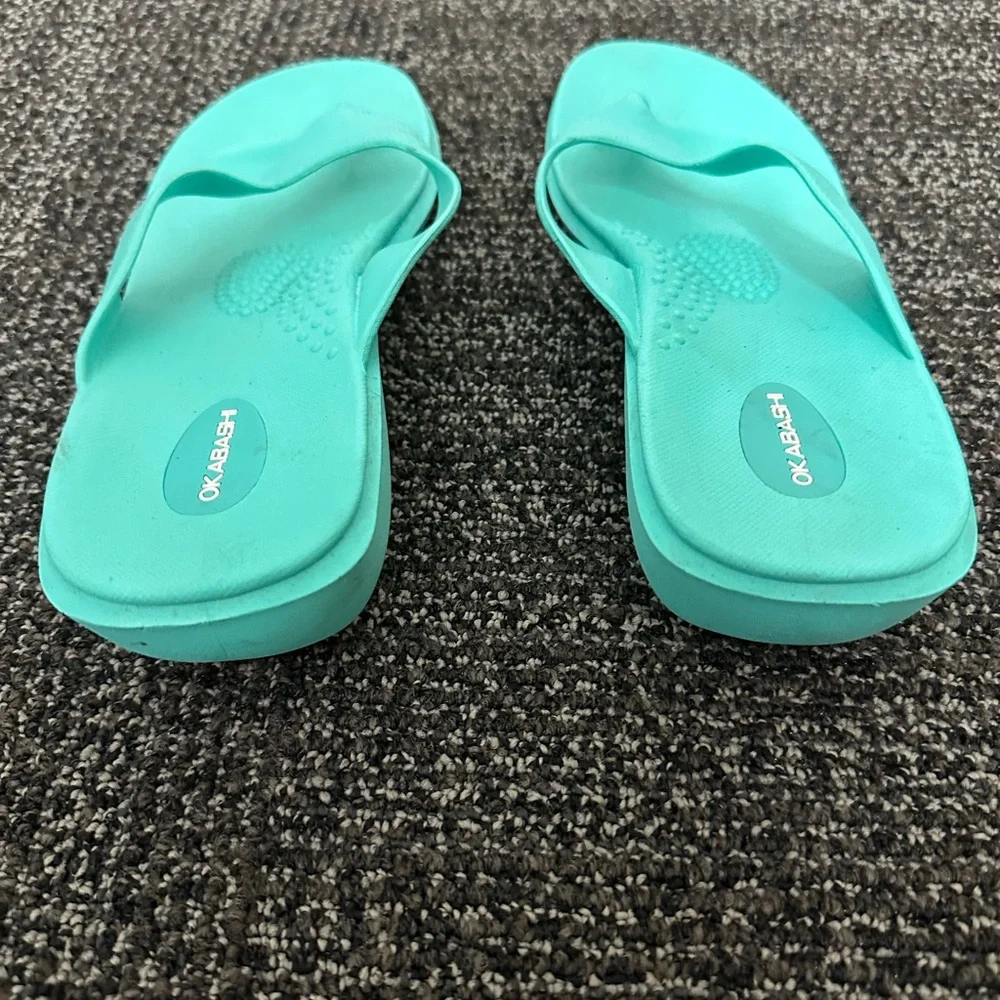 OKABASHI WOMEN'S Splash Flip Flops SANDALS SIZE L Green - Picture 4 of 8